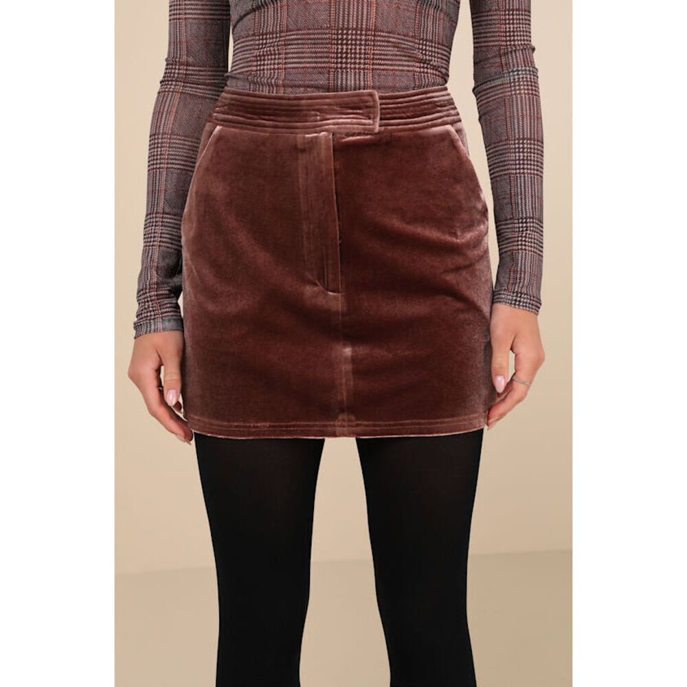 Lulus Splendid Mood Mauve Velvet High-rise Mini Skirt Pink - Size S